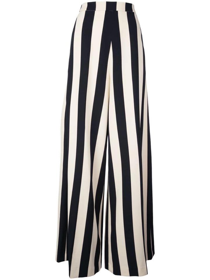 Christian Siriano Striped Flared Trousers - Black