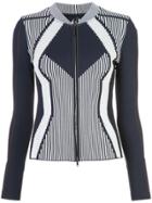 Marc Cain Patterned Fitted Zipped Jacket - Blue