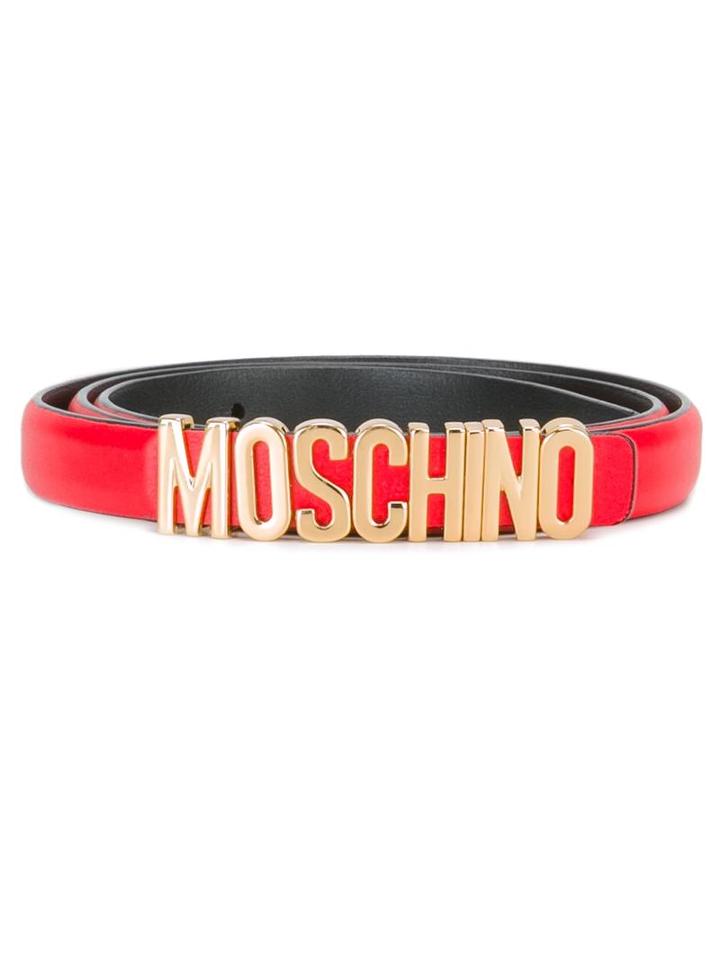 Moschino Logo Plaque Belt, Women's, Size: 75, Red, Leather