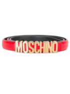 Moschino Logo Plaque Belt, Women's, Size: 75, Red, Leather