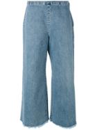 Simon Miller Frayed Wide Leg Cropped Jeans - Blue