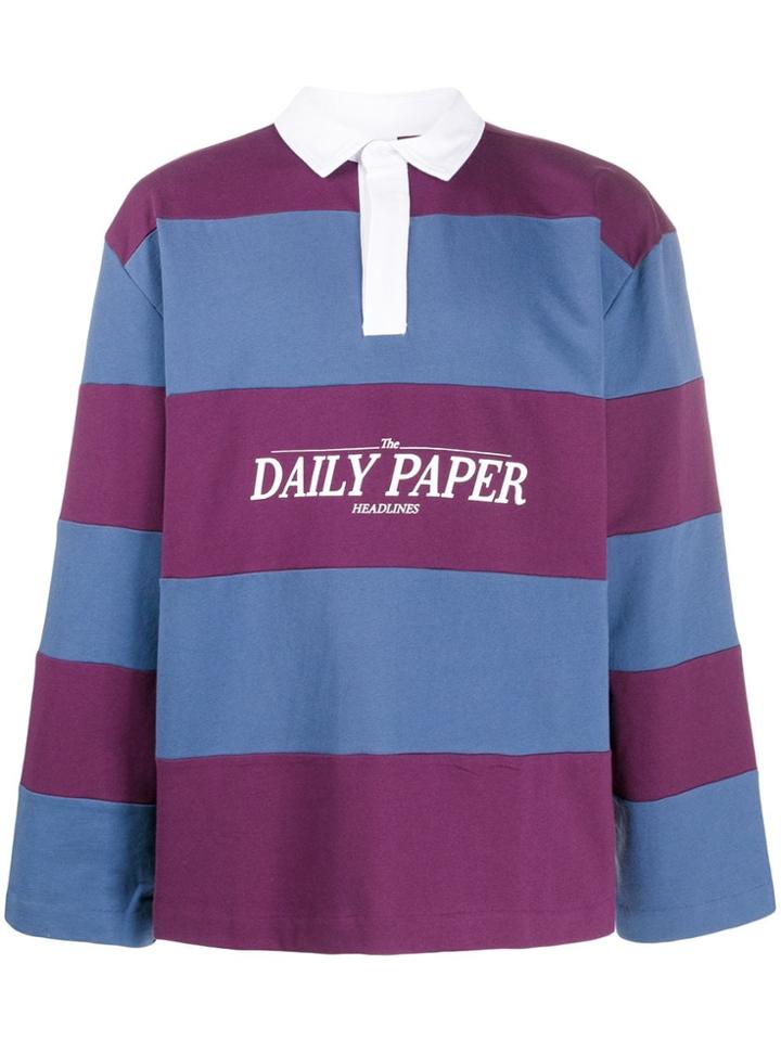 Daily Paper Golo Striped Oversized Polo Shirt - Purple