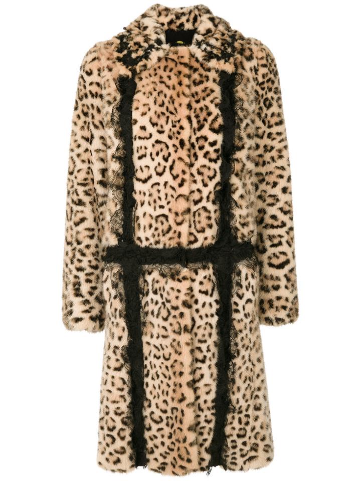 Giambattista Valli Leopard Print Fur Coat - Brown