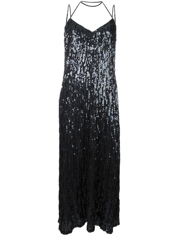 Nina Ricci Draped Sequin Dress, Women's, Size: 40, Grey, Silk/pvc