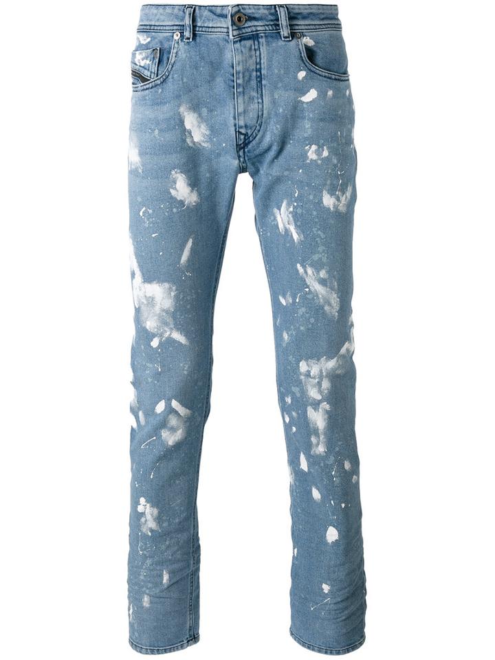 Diesel Black Gold Paint Effect Jeans, Men's, Size: 29, Blue, Cotton/spandex/elastane