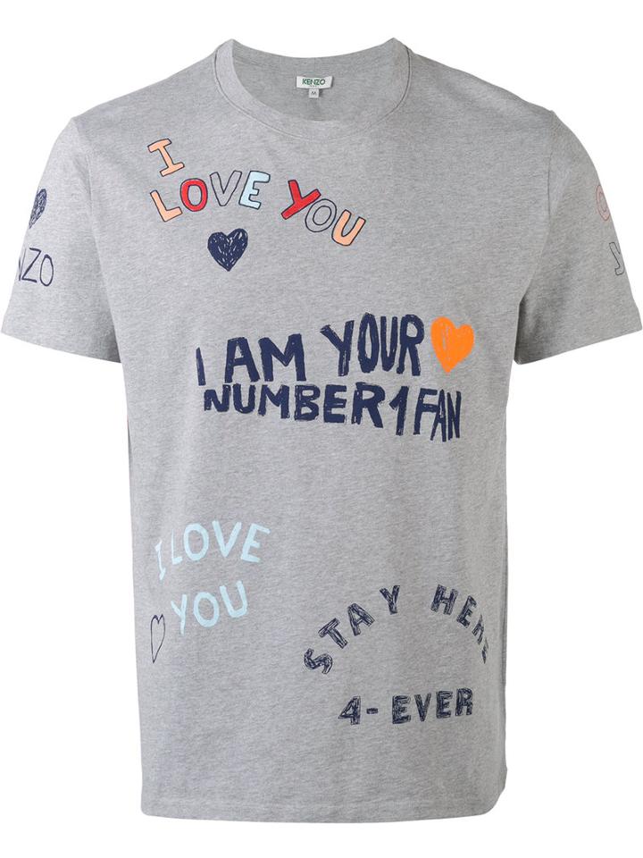 Kenzo I Love You T-shirt, Men's, Size: Large, Grey, Cotton