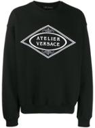 Versace Embroidered Slogan Sweatshirt - Black