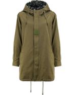 Saint Laurent Floral Lined Classic Parka Coat, Women's, Size: 38, Green, Cotton/ramie/polyester