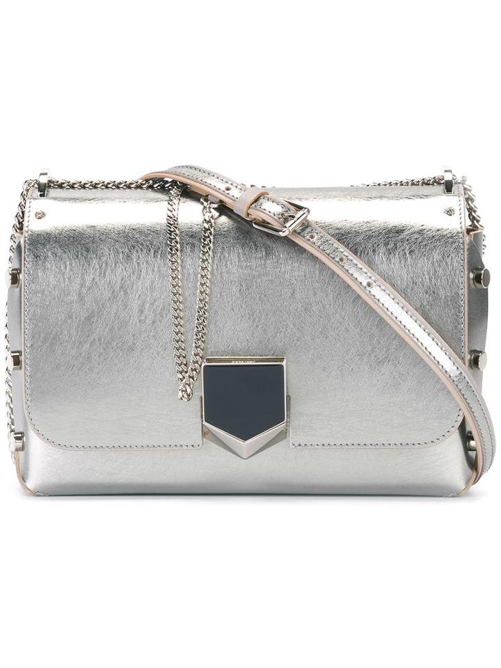 Jimmy Choo Lockett City Shoulder Bag, Women's, Grey, Leather