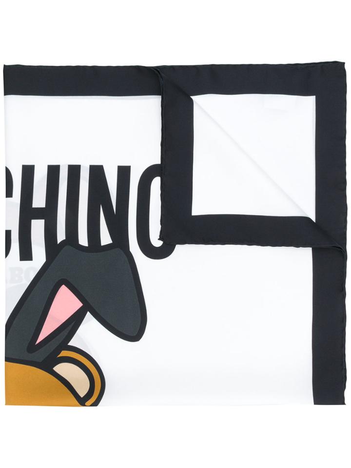 Moschino Playboy Teddy Bear Scarf - White