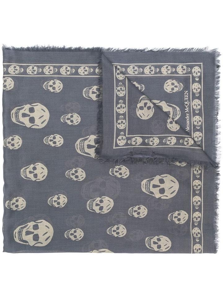 Alexander Mcqueen Skull Print Square Scarf - Grey