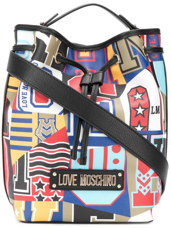 Love Moschino Graphic Alphabet Print Bucket Bag - Black