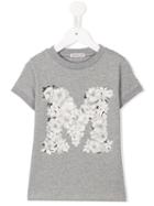 Moncler Kids Floral Print T-shirt, Girl's, Size: 10 Yrs, Grey
