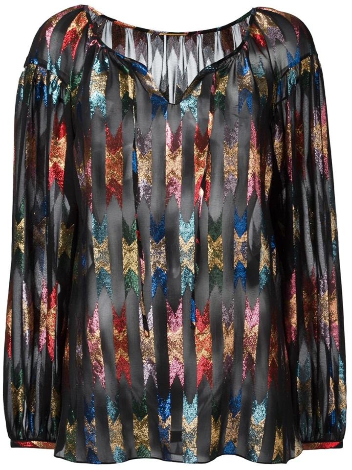 Saint Laurent Patterned Sheer Gypsy Blouse - Black