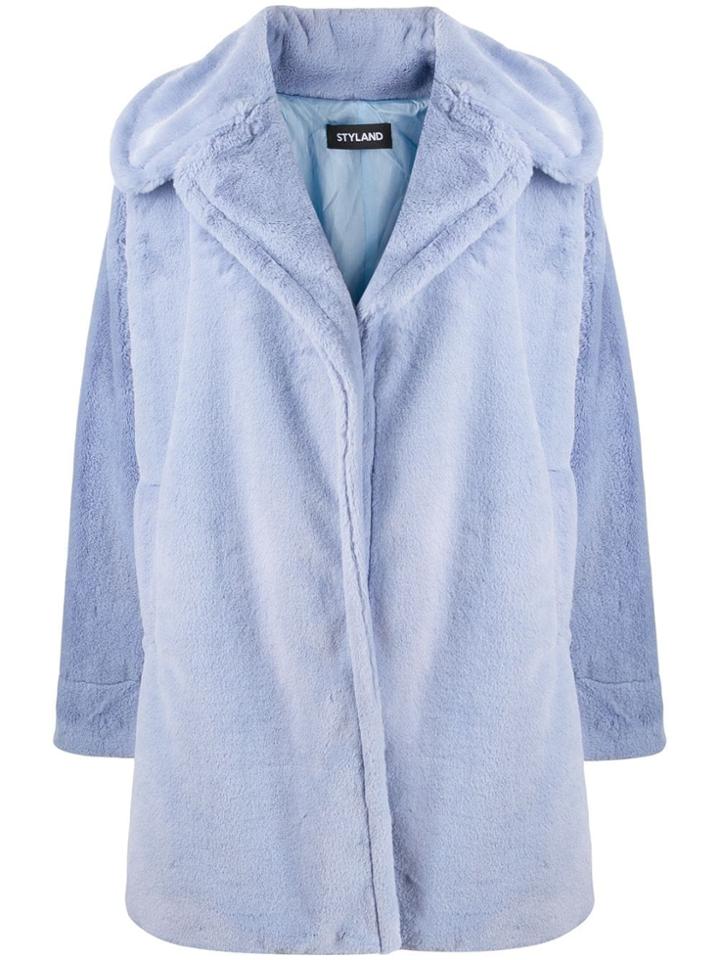 Styland Oversized Faux Fur Coat - Blue