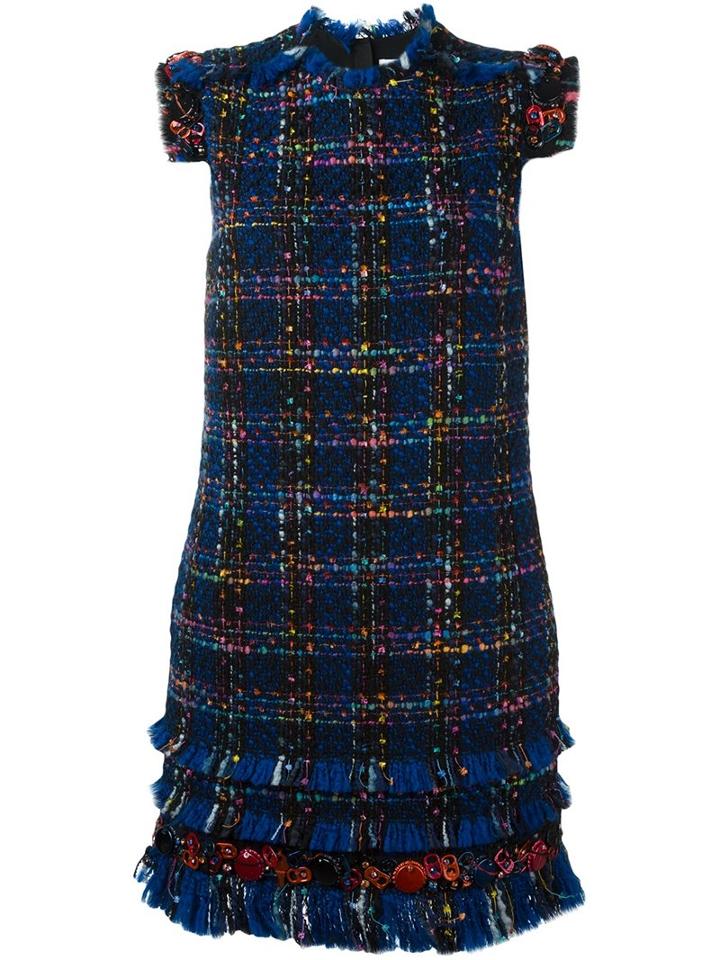 Msgm Tweed Dress, Women's, Size: 42, Blue, Polyamide/polyester/polyacrylic