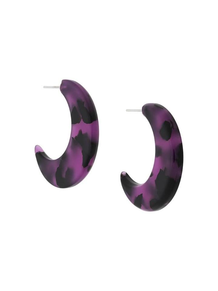 Marine Serre Moon Hoop Earrings - Purple