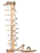 Stuart Weitzman Gladiator Sandals, Women's, Size: 38, Grey, Leather/nylon