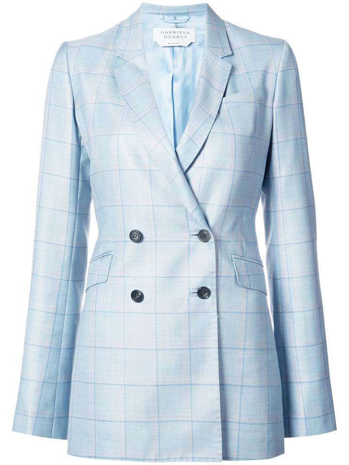 Gabriela Hearst - Double Breasted Check Blazer - Women - Silk/wool - 40, Blue, Silk/wool