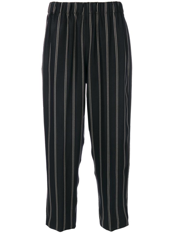Forte Forte Striped Cropped Trousers - Blue