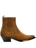 Saint Laurent Pointed Cowboy Boots - Brown