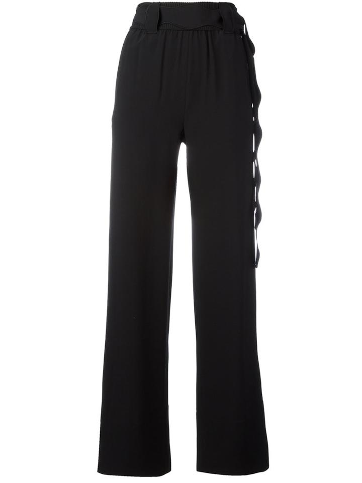 Veronique Leroy Scallop Belted Trousers, Women's, Size: 42, Black, Silk/acetate