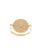 Azlee Compass Coin Diamond Ring - Yellow & Orange