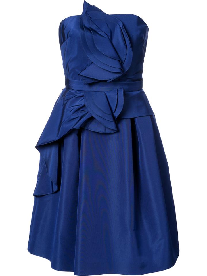Carolina Herrera Sleeveless Flared Dress With Ruffle Details On Bodice