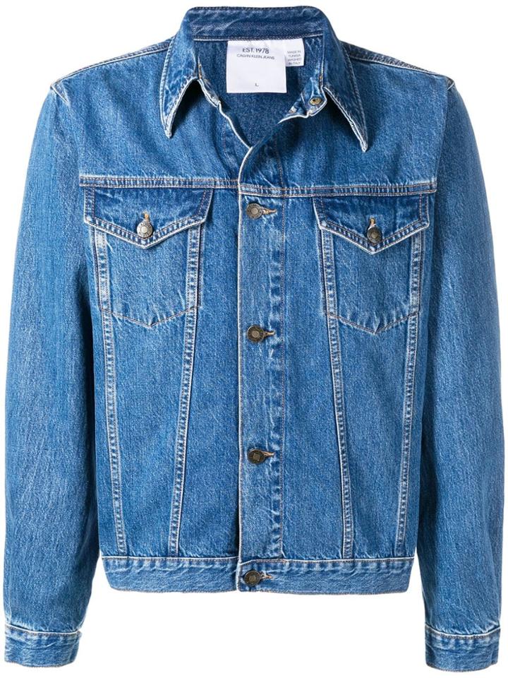 Calvin Klein Jeans Est. 1978 Logo Patch Trucker Jacket - Blue