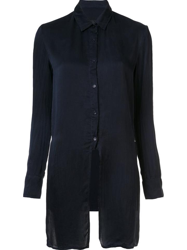 Rta Long Line Shirt, Women's, Size: Medium, Blue, Silk