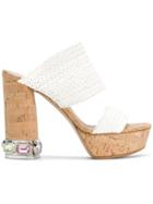 Casadei Leather Cork Mules - White