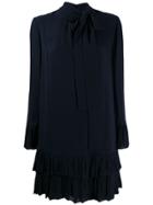 Valentino Georgette Ruffle Dress - Blue