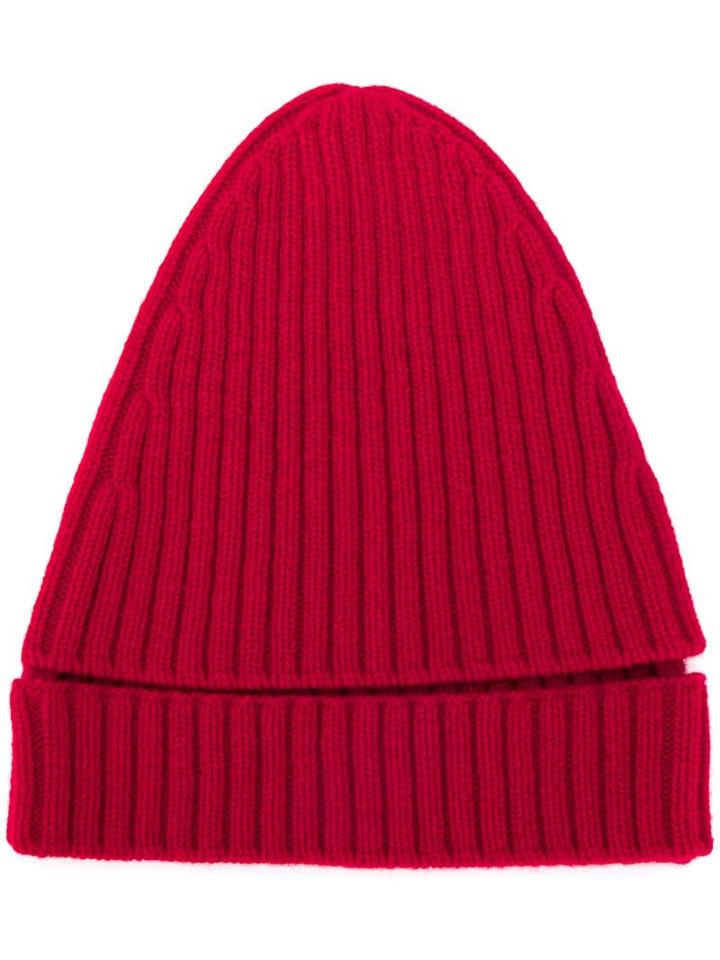 Colville Ribbed Knit Cut-out Beanie - Red