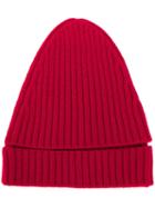 Colville Ribbed Knit Cut-out Beanie - Red