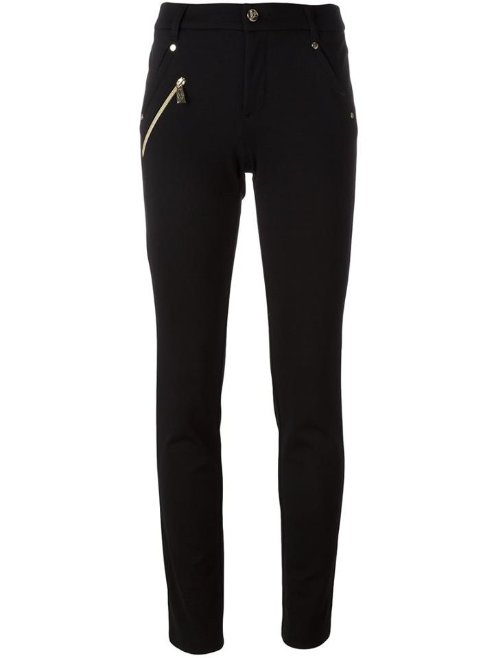Versace Jeans Zip Detail Skinny Trousers, Women's, Size: 42, Black, Cotton/modal/polyamide/acetate