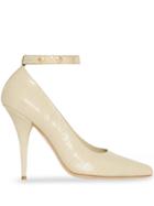 Burberry Triple Stud Embossed Leather Point-toe Pumps - Neutrals