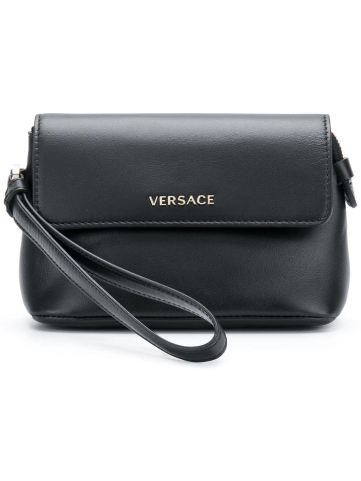 Versace Foldover Logo Purse - Black