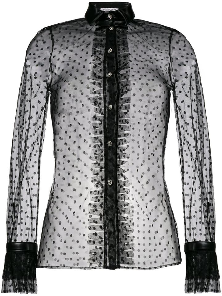 Philosophy Di Lorenzo Serafini Plumetis Sheer Polka Dot Blouse - Black