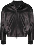 Valentino Leather Bomber Jacket - Black
