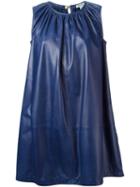 Kenzo Pleated A-line Dress, Women's, Size: 34, Blue, Lamb Skin/polyester