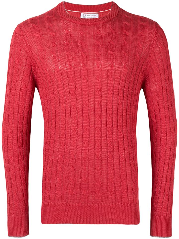 Brunello Cucinelli Cable Knit Jumper - Red