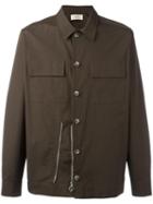 Maison Flaneur Zip Detail Shirt, Men's, Size: 48, Green, Cotton