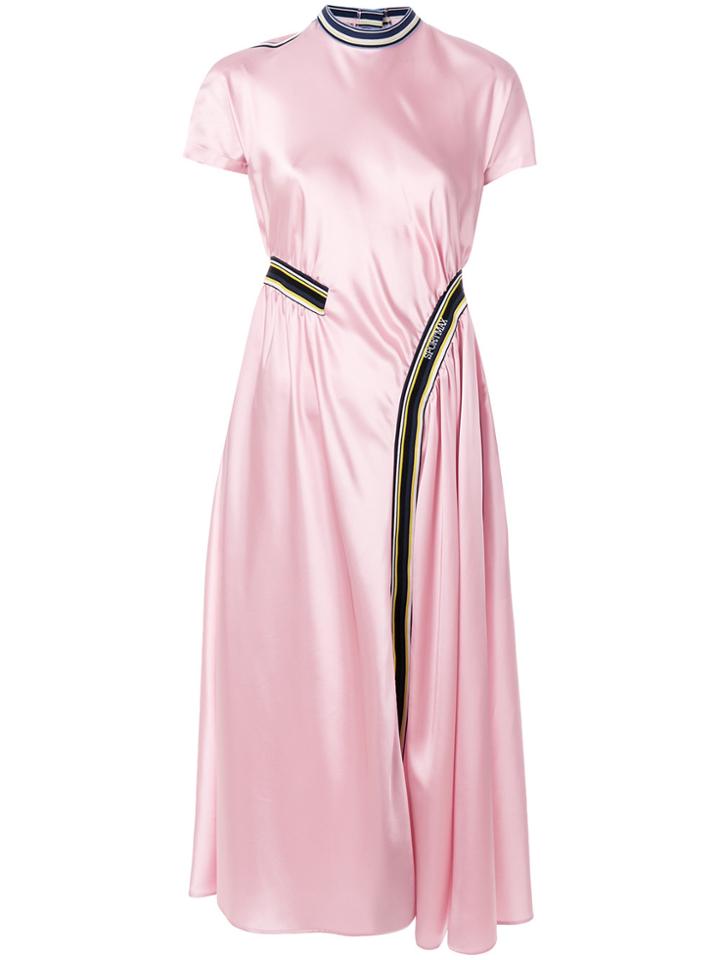 Sportmax Short Sleeve Ribbed Dress - Pink & Purple