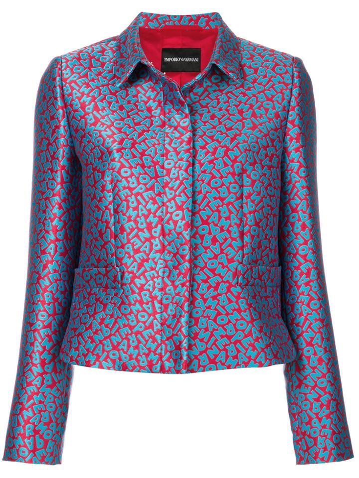 Emporio Armani Boxy Letter-print Jacket - Blue