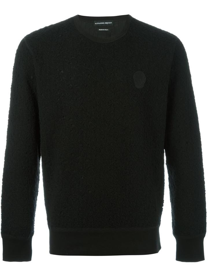 Alexander Mcqueen Cross Stitch Skull Sweatshirt, Men's, Size: Xl, Black, Polyester/wool