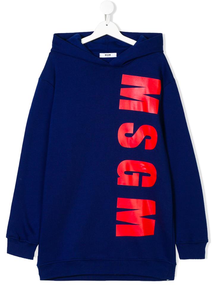Msgm Kids Teen Logo Print Hoodie - Pink & Purple