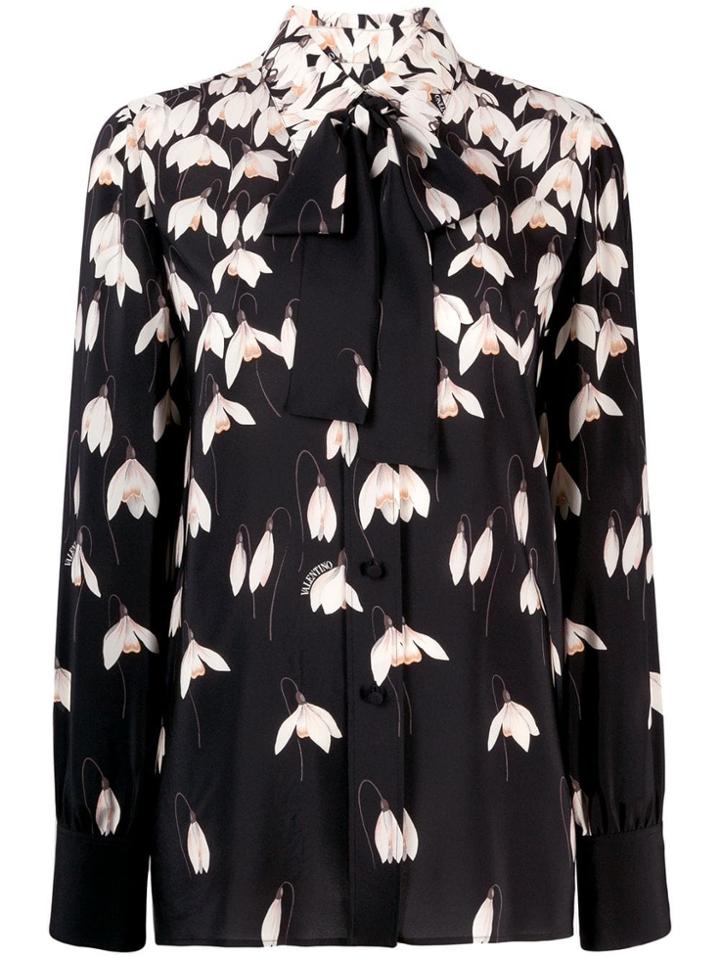 Valentino Printed Long-sleeve Blouse - Black