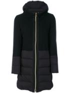 Herno - Shell-panelled Coat - Women - Polyamide/wool - 46, Black, Polyamide/wool