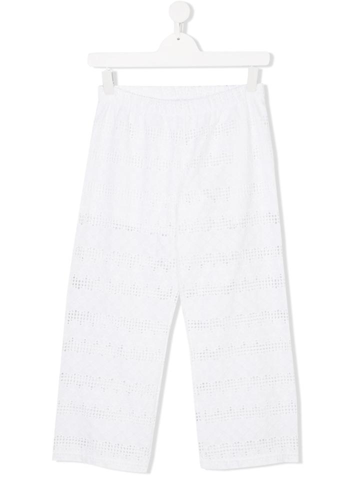 Piccola Ludo Woven-trim Trousers - White