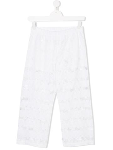 Piccola Ludo Woven-trim Trousers - White